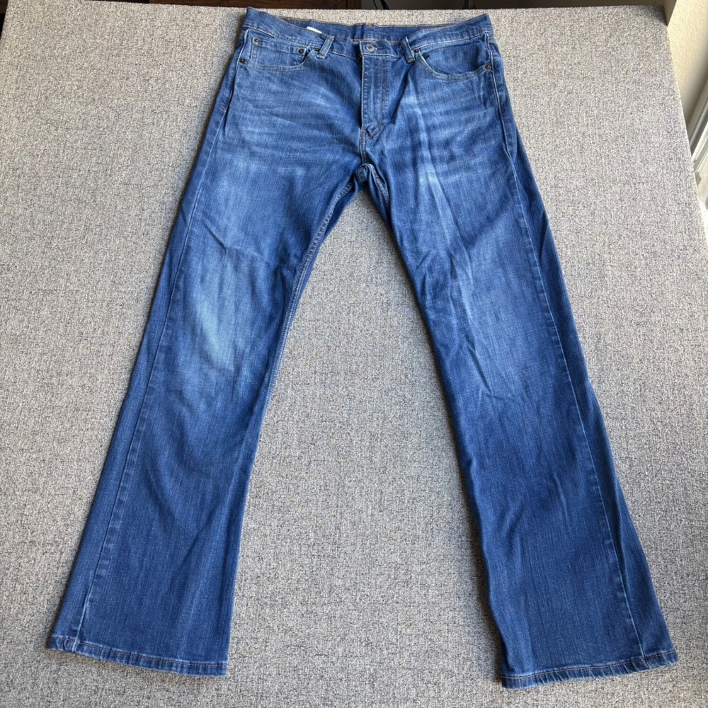 Levi's Jeans Mens 36x34 527 Slim Bootcut Medium Wash Blue whiskered Denim